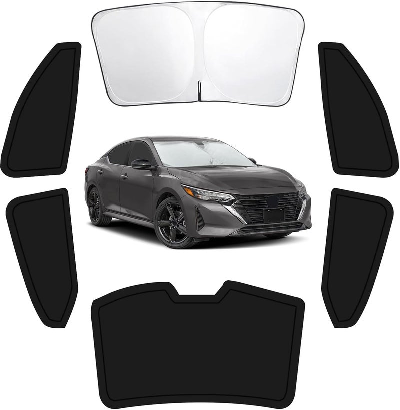 FSHAANY'S 6PCS Car Window Shades for Nissan Sentra 2020-2024, Window Covers for Sentra Windshield Side Rear Windows, Full Set Privacy Protection Car Sunshade with UV Blocking for Camping Napping - Image 1